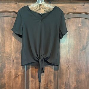 Madewell Black Tie-Front Blouse